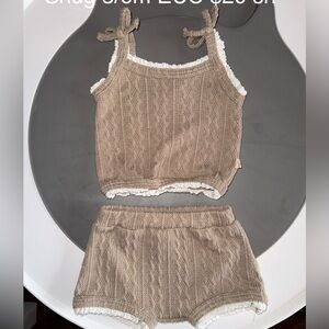 Baby Knit Tank & Short Pajama Set - Beige